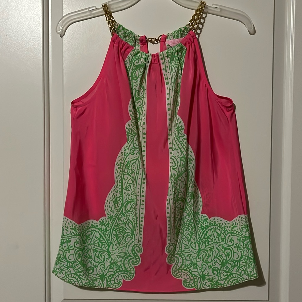 Silk Blouse Chain Detail Lilly Pulitzer